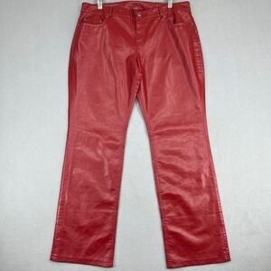 Express Red Faux Leather Pants Womens 13/14 Bootcut Five Pocket Vegan Moto